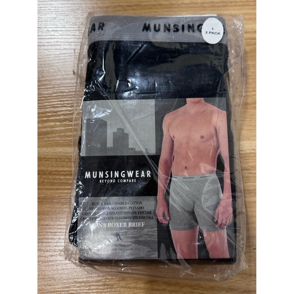 Munsingwear Boxer Briefs Kangaroo Pouch Black Gray 2pk Size Large Discontinued